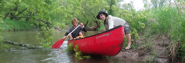 Elaine and Ben canoeing in Wisconsin